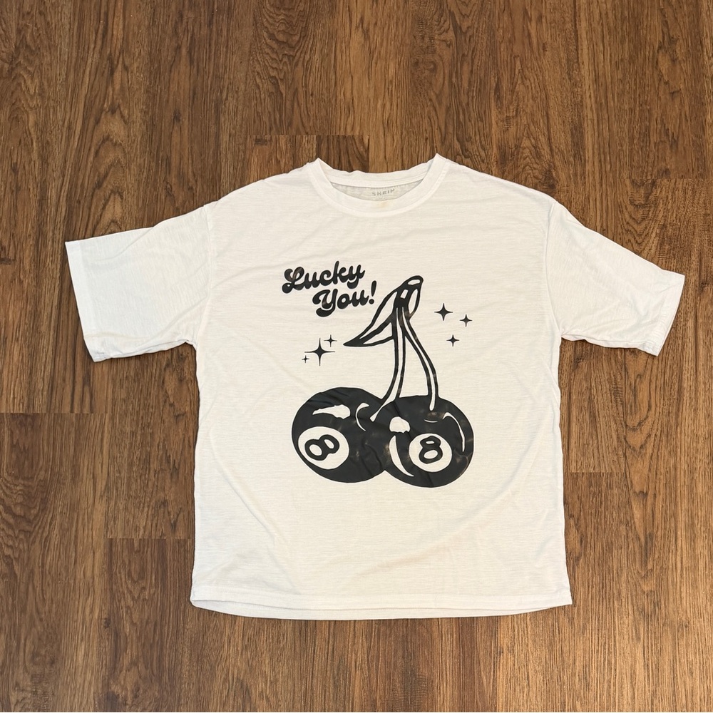 White Oversized Graphic  T-Shirt